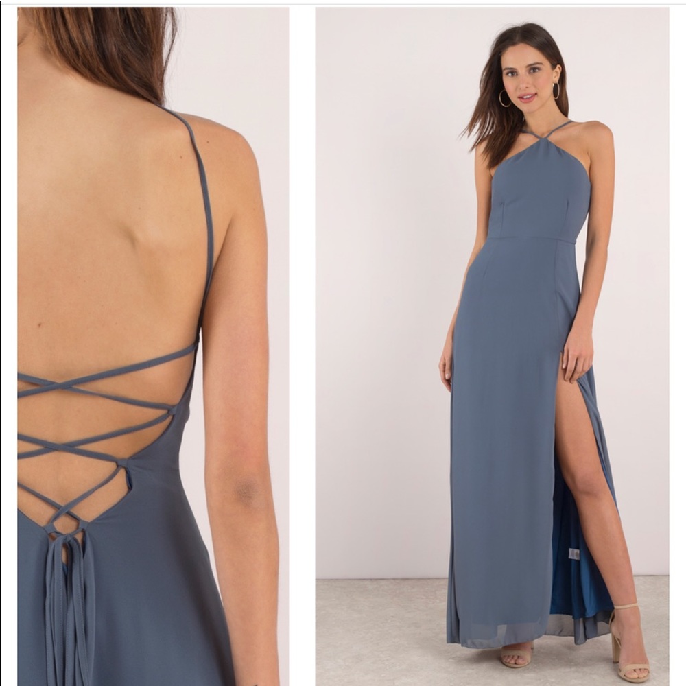NWT Tobi “Rise Above Blue Lace Up Maxi Dress”